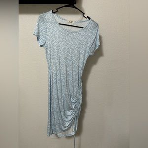 Baby blue dress, floral print, size medium